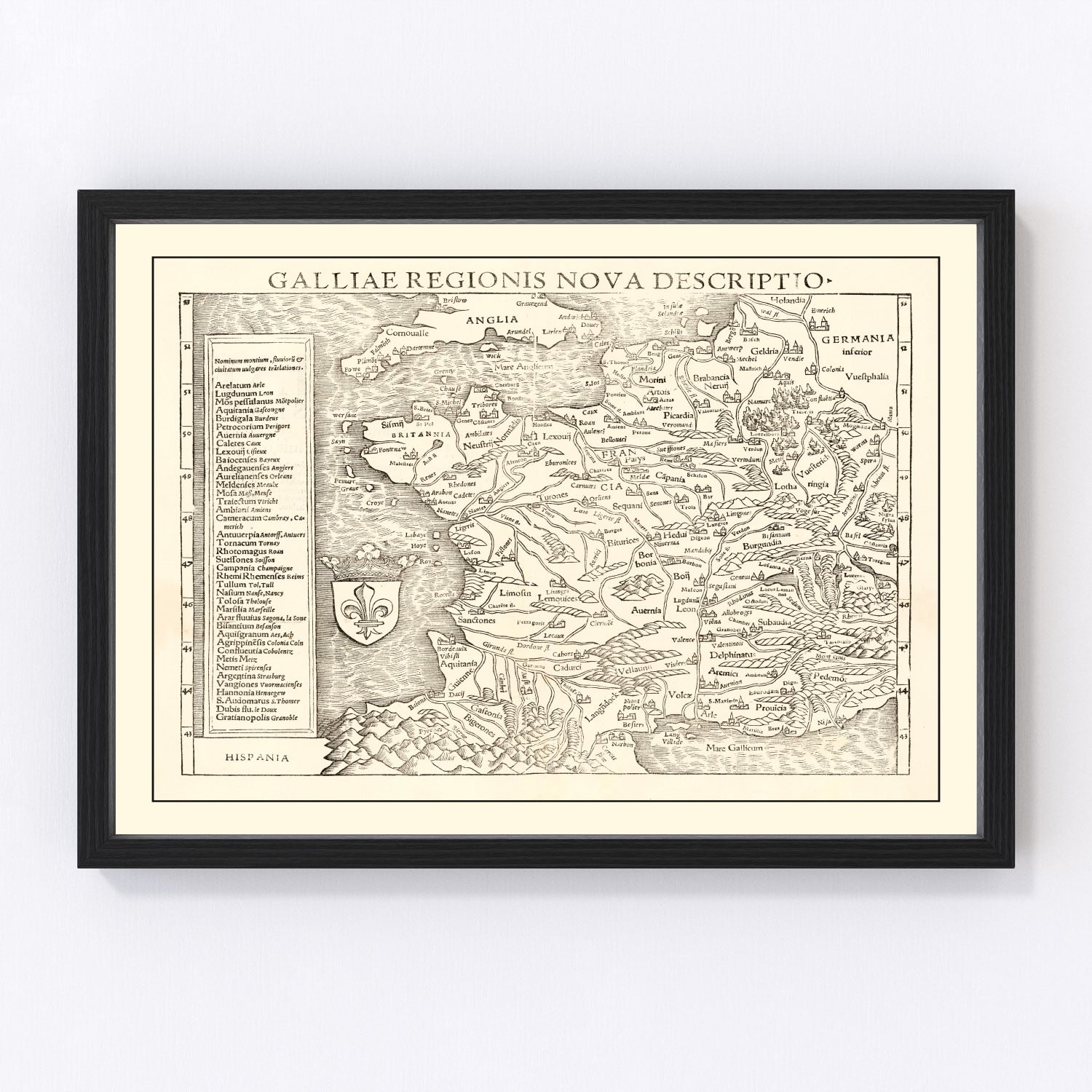 Vintage Map of France 1550