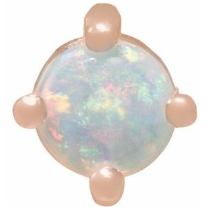 14K Rose Gold Natural White Opal Cabochon Pendant