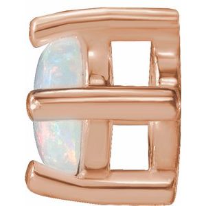 14K Rose Gold Natural White Opal Cabochon Pendant