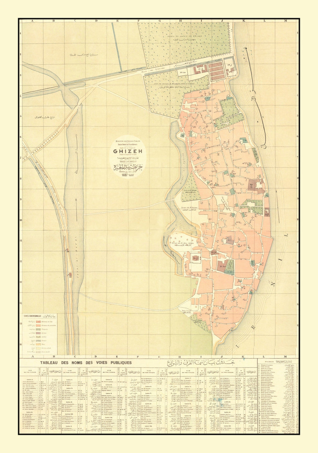 Vintage Map of Giza, Egypt 1887