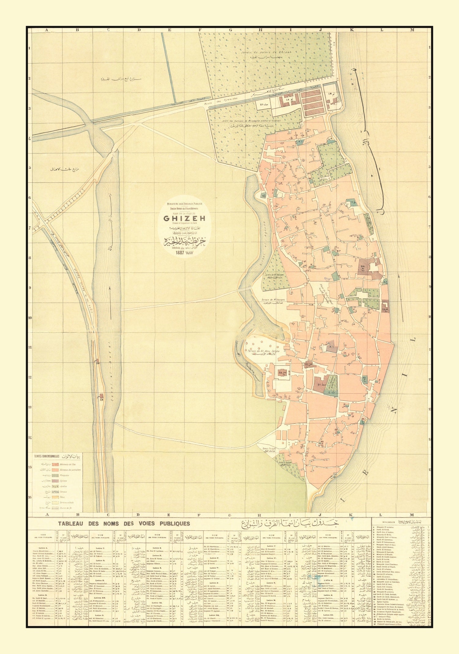 Vintage Map of Giza, Egypt 1887