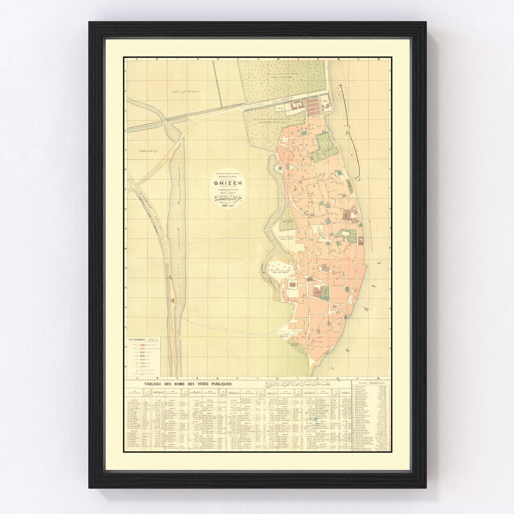 Vintage Map of Giza, Egypt 1887