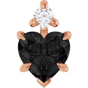 14K Rose Gold Natural Black Onyx & .03 CT Natural Diamond Pendant
