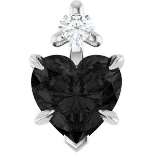 Sterling Silver Natural Black Onyx & .03 CT Natural Diamond Pendant