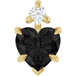 14K Yellow Gold Natural Black Onyx & .03 CT Natural Diamond Pendant