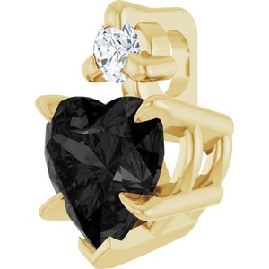 14K Yellow Gold Natural Black Onyx & .03 CT Natural Diamond Pendant