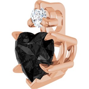 14K Rose Gold Natural Black Onyx & .03 CT Natural Diamond Pendant