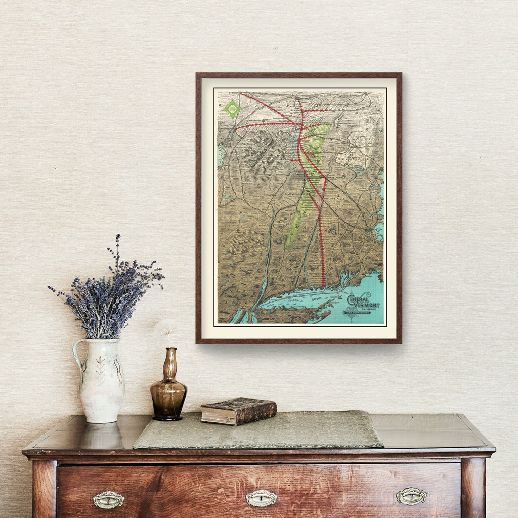 Vintage Railroad Map of United States 1890