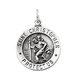 14K White Gold 15 mm St. Christopher Medal
