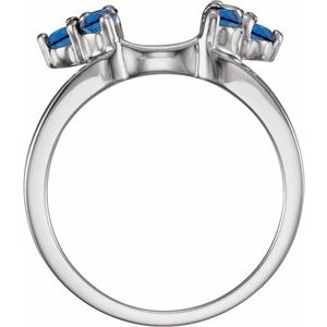 14K White Natural Blue Sapphire Wrap-Style Enhancer Ring