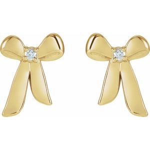 14K Yellow Gold .03 CTW Natural Diamond Bow Earrings