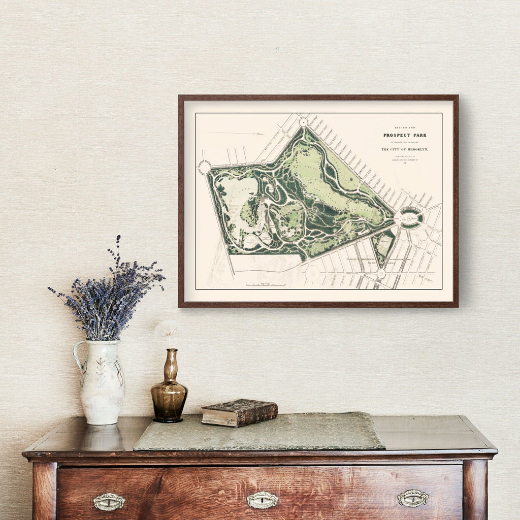 Vintage Prospect Park Brooklyn, NY Map 1868