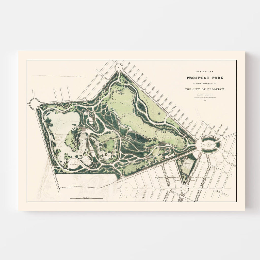 Vintage Prospect Park Brooklyn, NY Map 1868