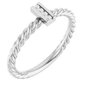 Platinum .03 CTW Natural Diamond Rope Ring