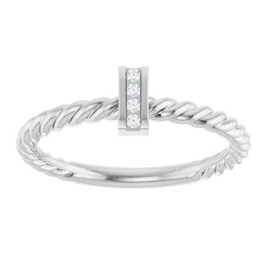 Platinum .03 CTW Natural Diamond Rope Ring