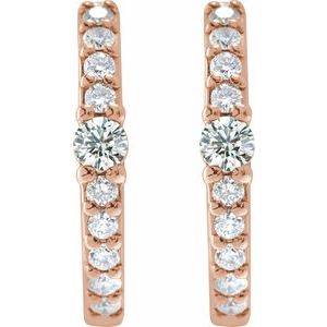 14K Rose Gold Natural White Sapphire & 1/8 CTW Natural Diamond 13.6 mm Hoop Earring – image 2