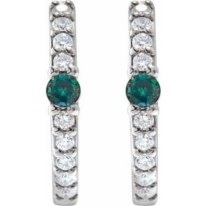 Sterling Silver Lab-Grown Alexandrite & 1/8 CTW Natural Diamond 13.6 mm Hoop Earring – image 2