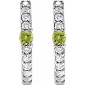 Sterling Silver Natural Peridot & 1/8 CTW Natural Diamond 13.6 mm Hoop Earring – image 2