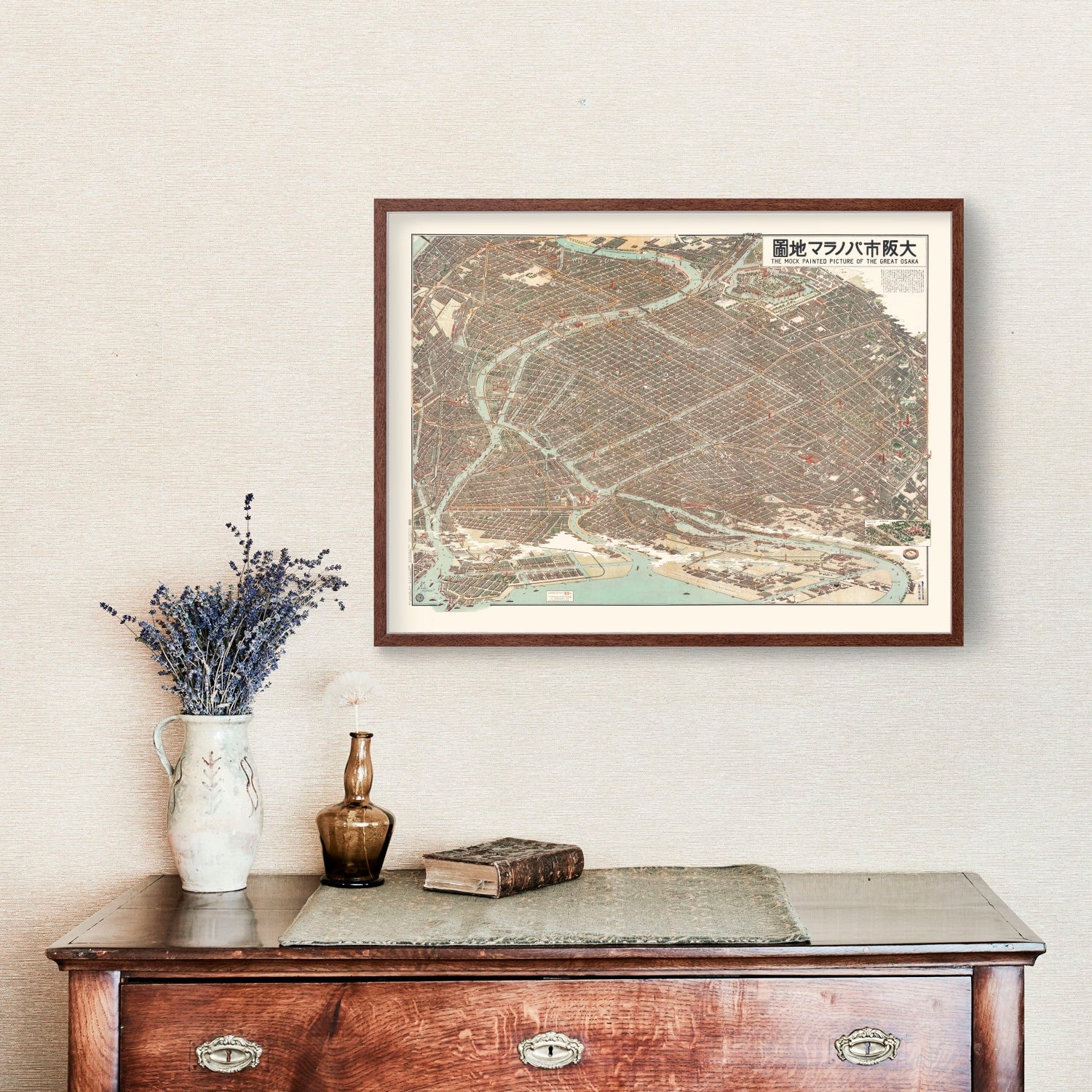 Vintage Map of Osaka, Japan 1923
