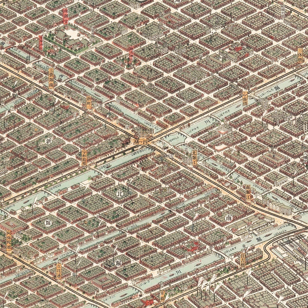 Vintage Map of Osaka, Japan 1923