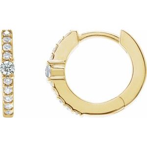 14K Yellow Gold 1/6 CTW Natural Diamond 13.6 mm Hoop Earrings