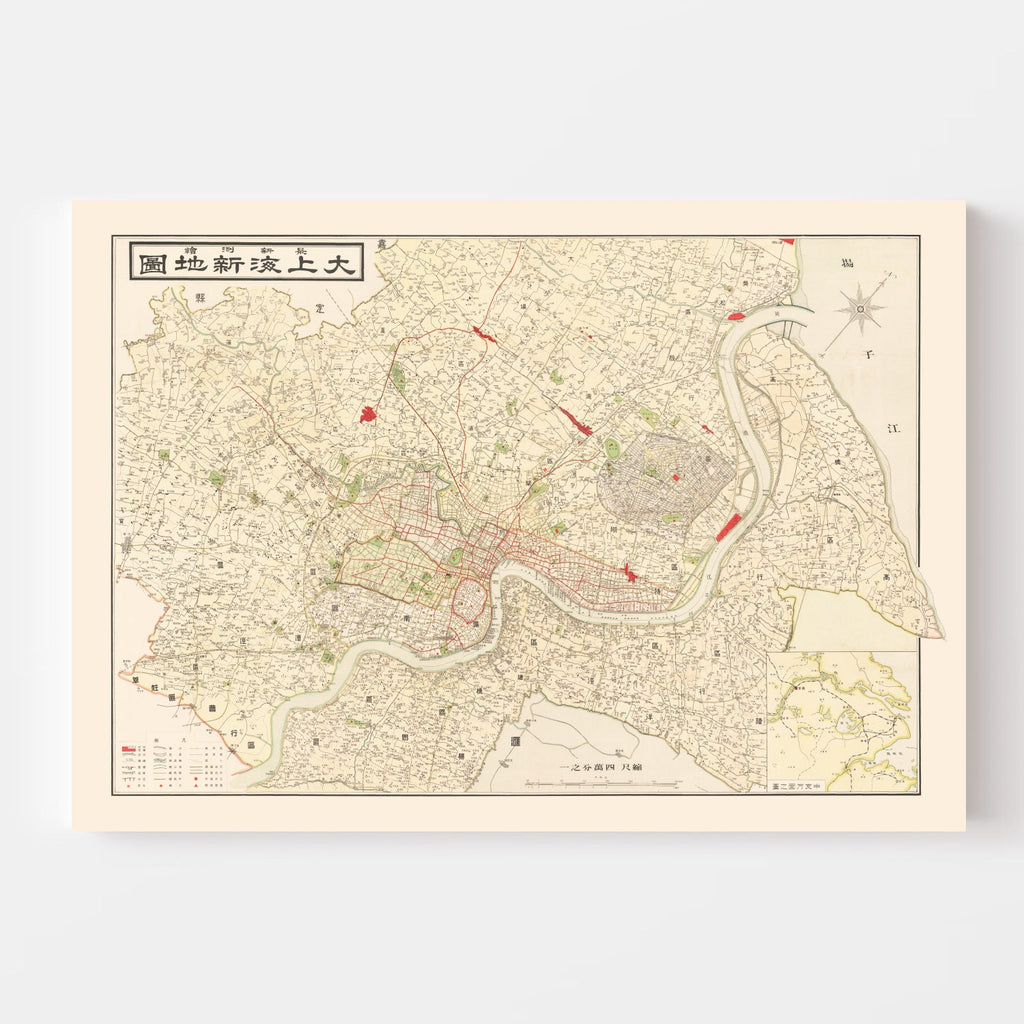 Vintage Map of Shanghai, China 1938