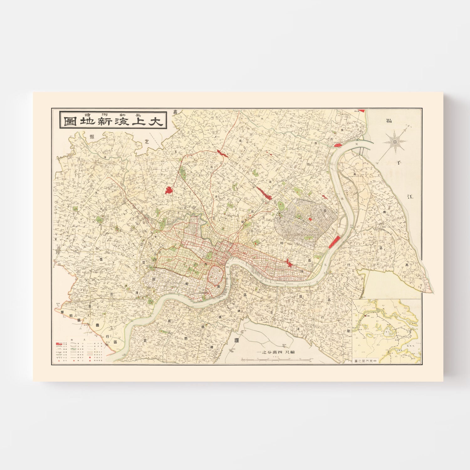 Vintage Map of Shanghai, China 1938