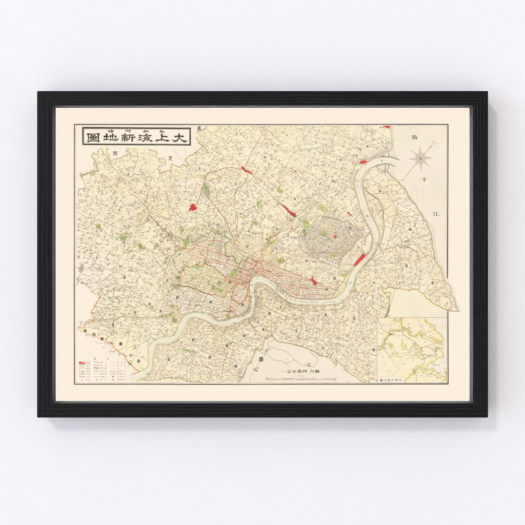 Vintage Map of Shanghai, China 1938