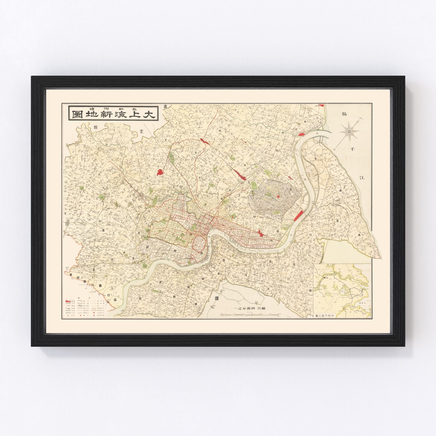 Vintage Map of Shanghai, China 1938