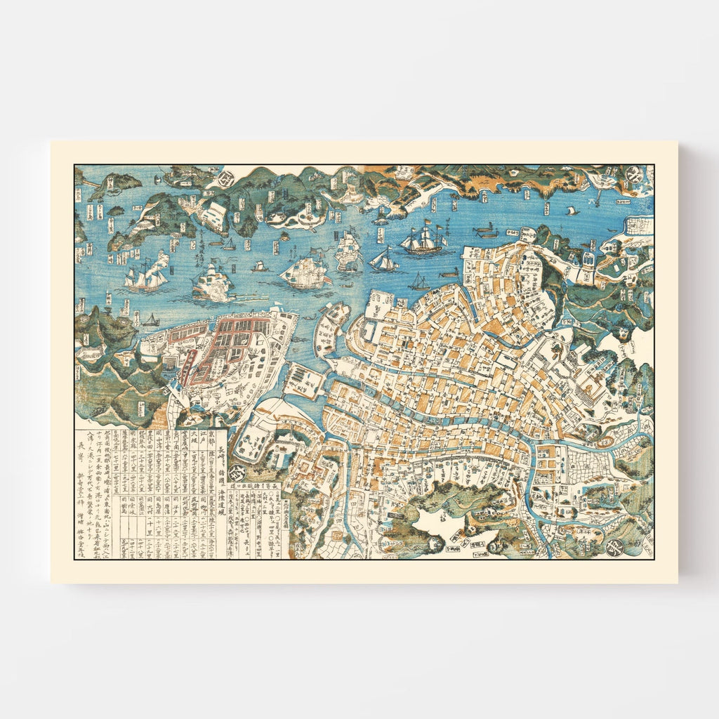 Vintage Map of Nagasaki, Japan 1860