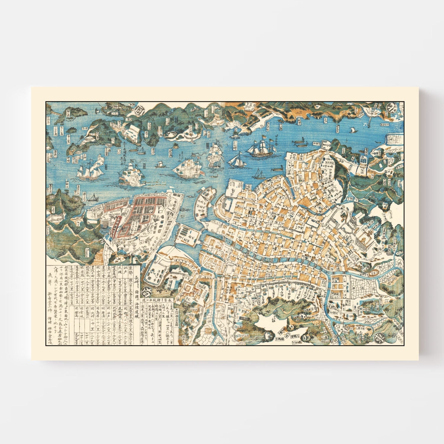 Vintage Map of Nagasaki, Japan 1860