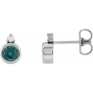 Platinum 4 mm Lab-Grown Alexandrite & .03 CTW Natural Diamond Earrings