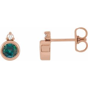 14K Rose Gold 4 mm Lab-Grown Alexandrite & .03 CTW Natural Diamond Earrings