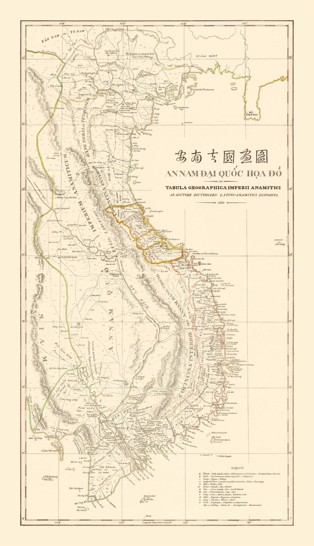 Vintage Map of Vietnam 1838