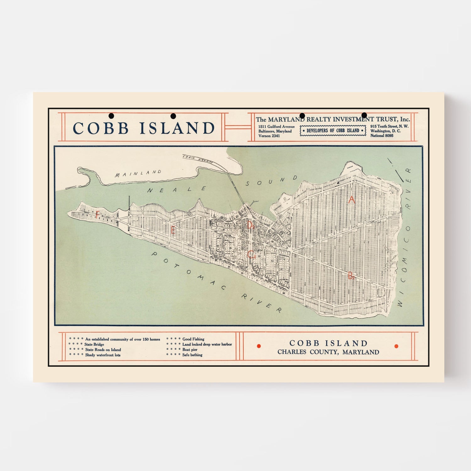 Vintage Cobb Island Map 1935
