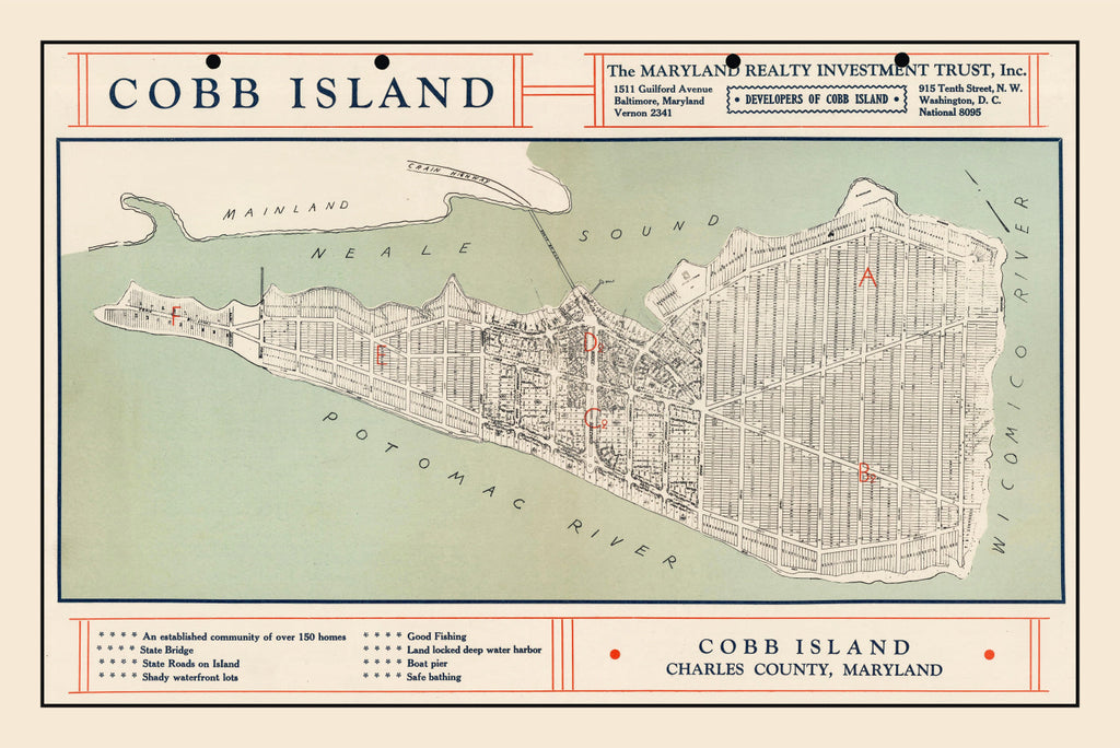 Vintage Cobb Island Map 1935
