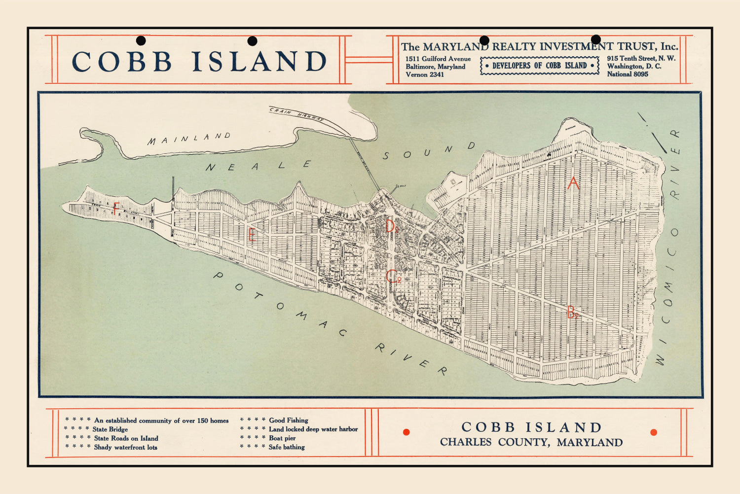 Vintage Cobb Island Map 1935