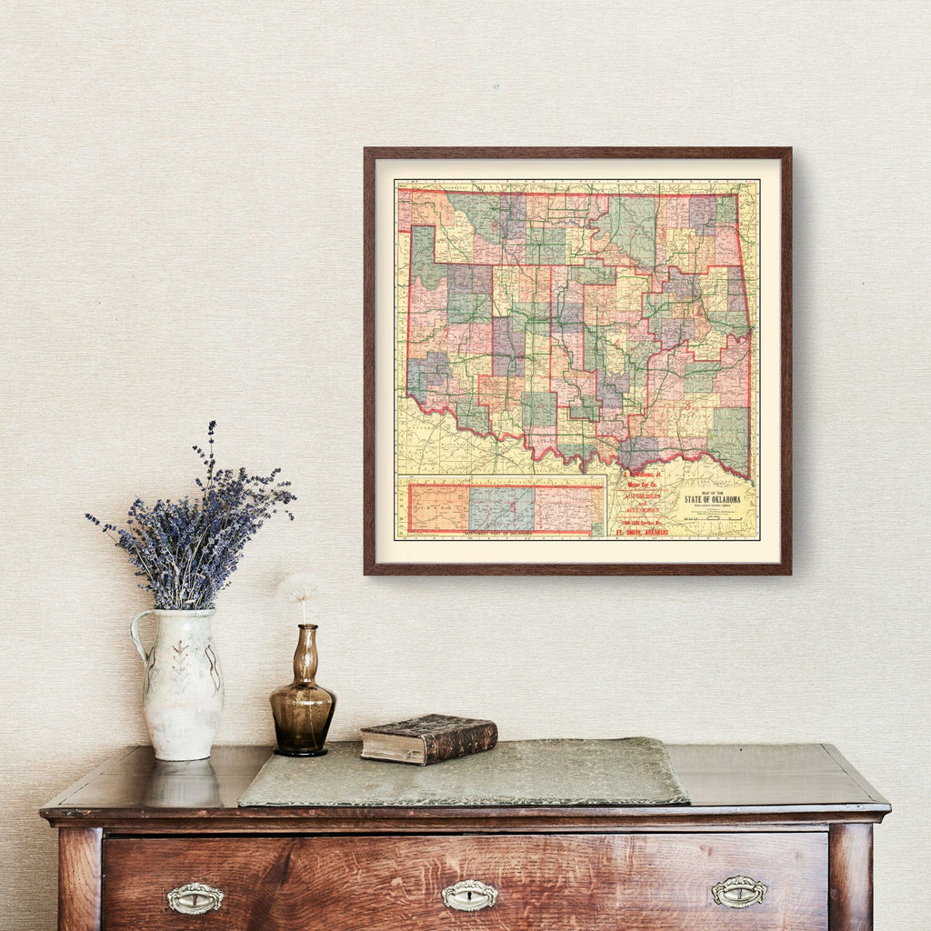 Vintage Map of Oklahoma 1914