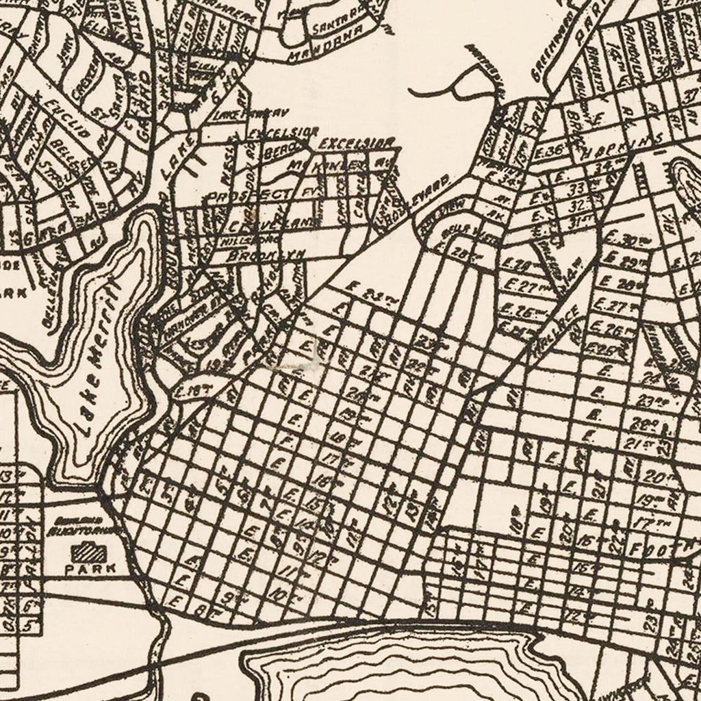Vintage Map of Oakland, California 1920