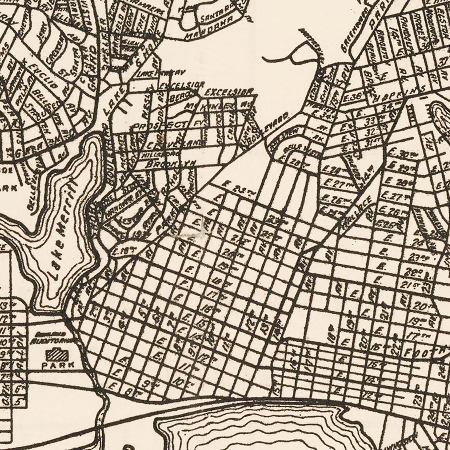 Vintage Map of Oakland, California 1920