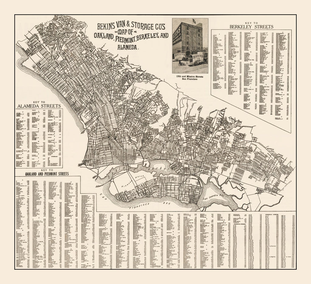 Vintage Map of Oakland, California 1920
