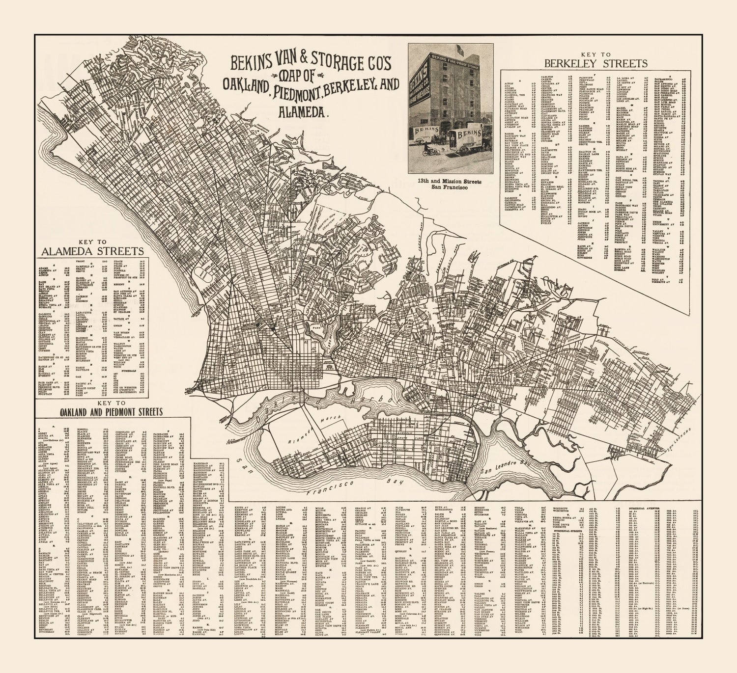 Vintage Map of Oakland, California 1920