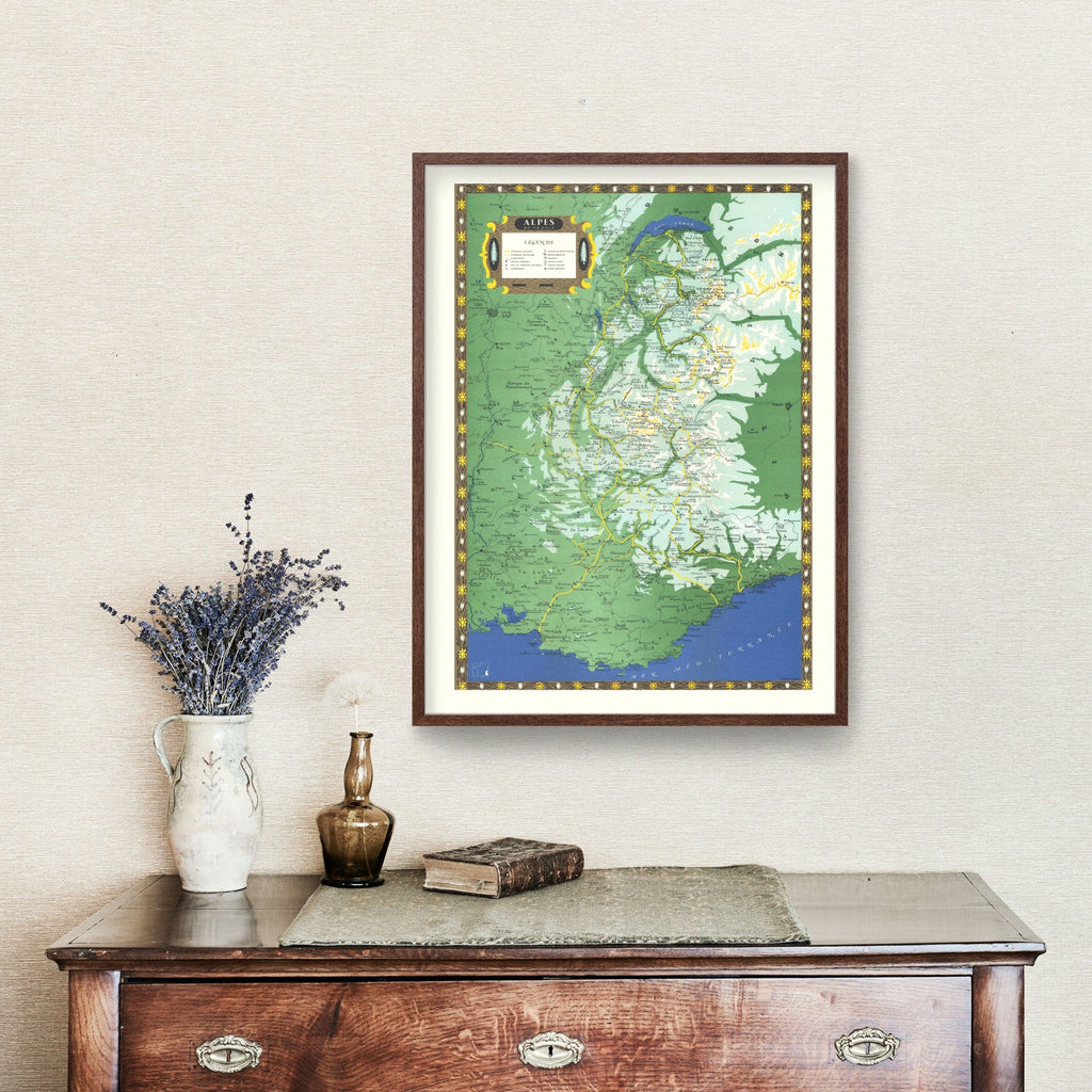 Vintage French Alps Map 1950