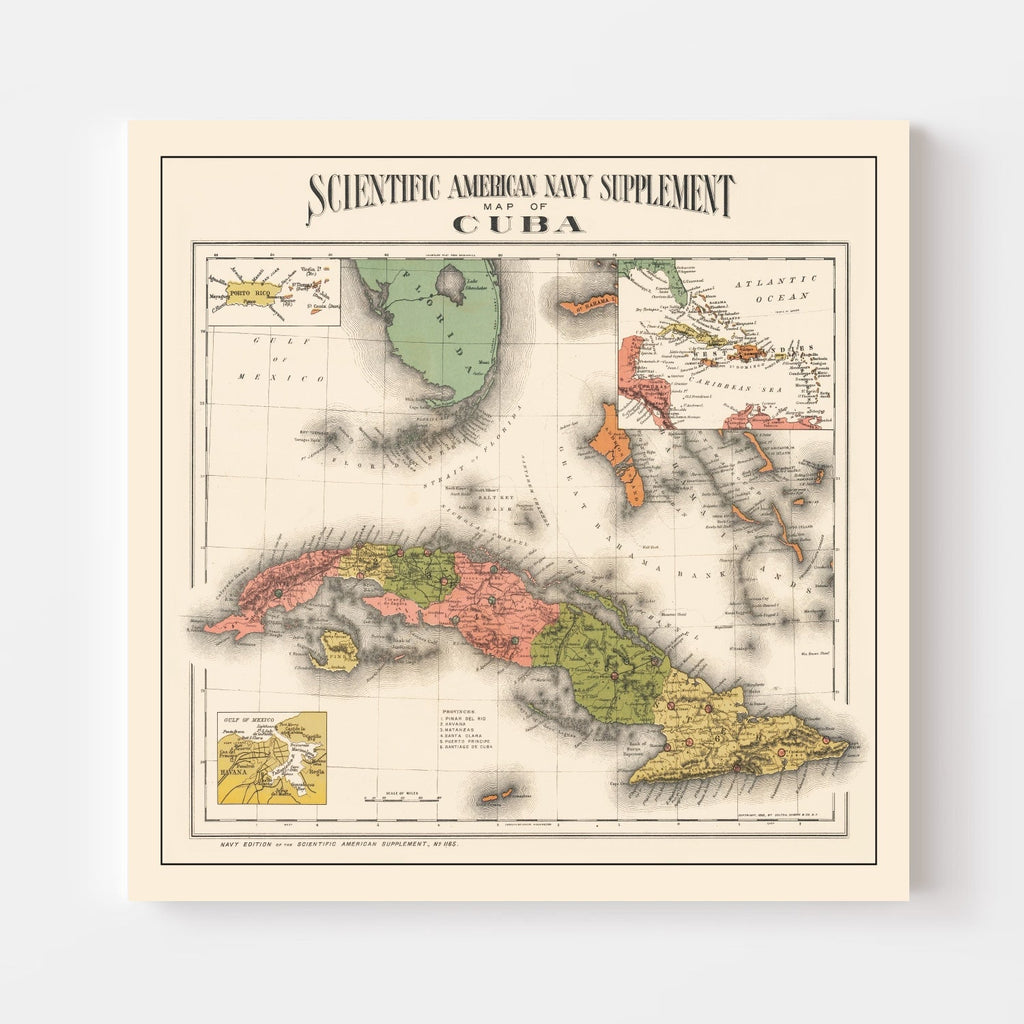 Vintage Map of Cuba 1898
