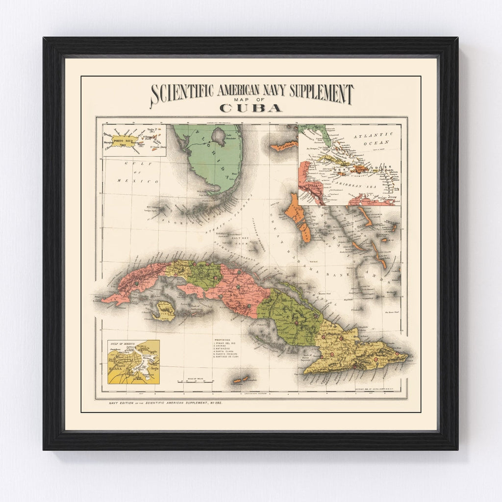 Vintage Map of Cuba 1898