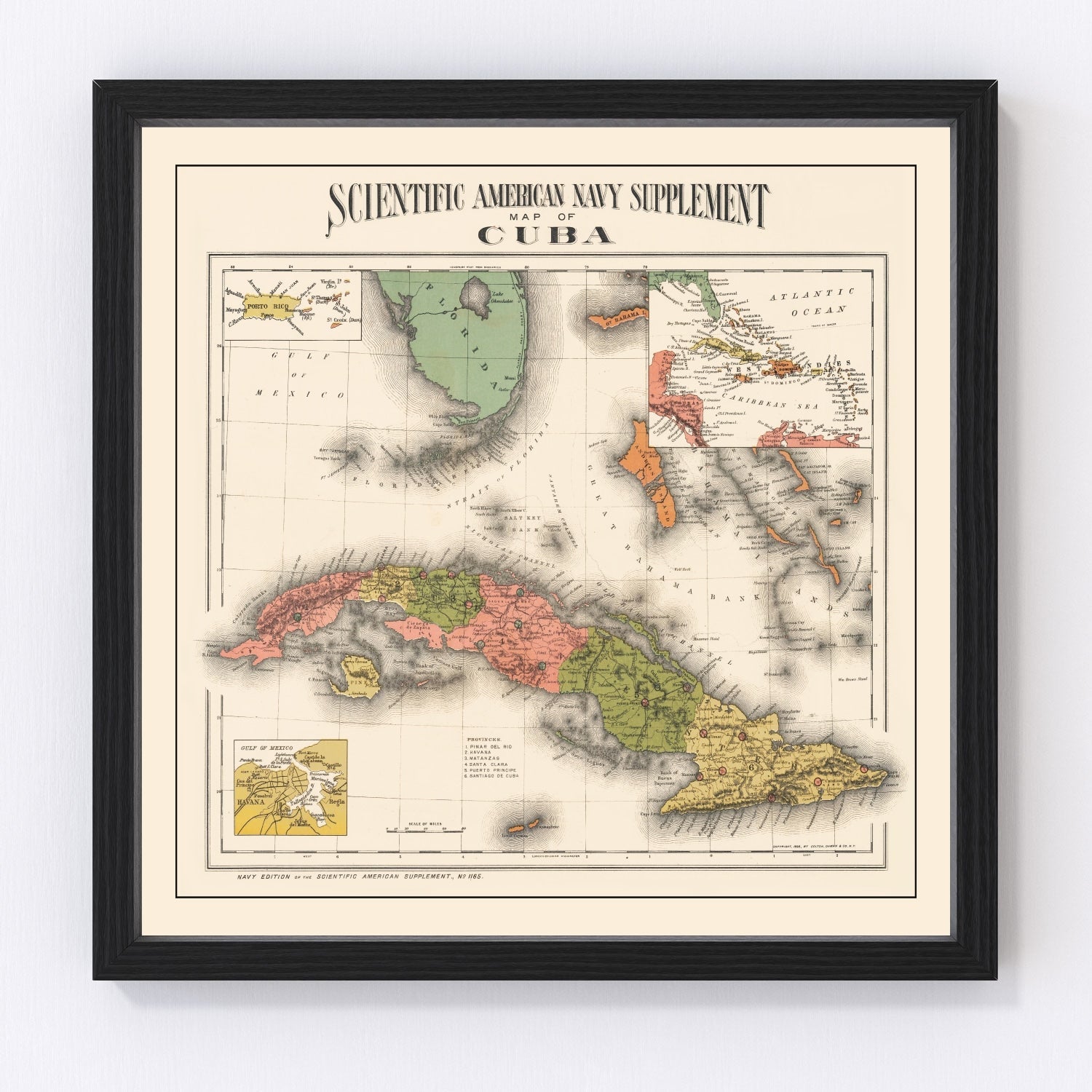Vintage Map of Cuba 1898