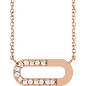 14K Rose Gold 1/10 CTW Natural Diamond Paperclip-Style 18" Necklace