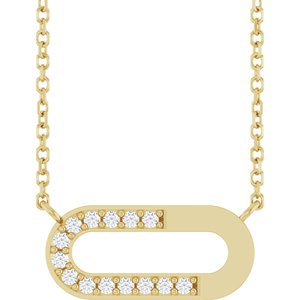 14K Yellow Gold 1/10 CTW Natural Diamond Paperclip-Style 18" Necklace