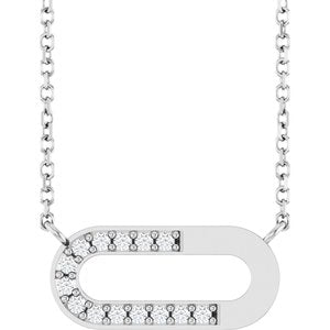 14K White Gold 1/10 CTW Natural Diamond Paperclip-Style 18" Necklace