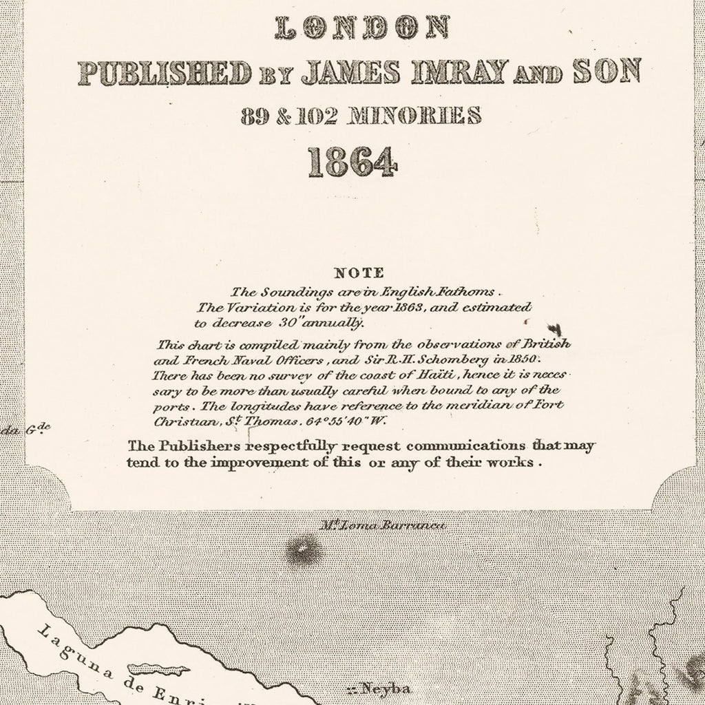 Vintage Map of Haiti 1864